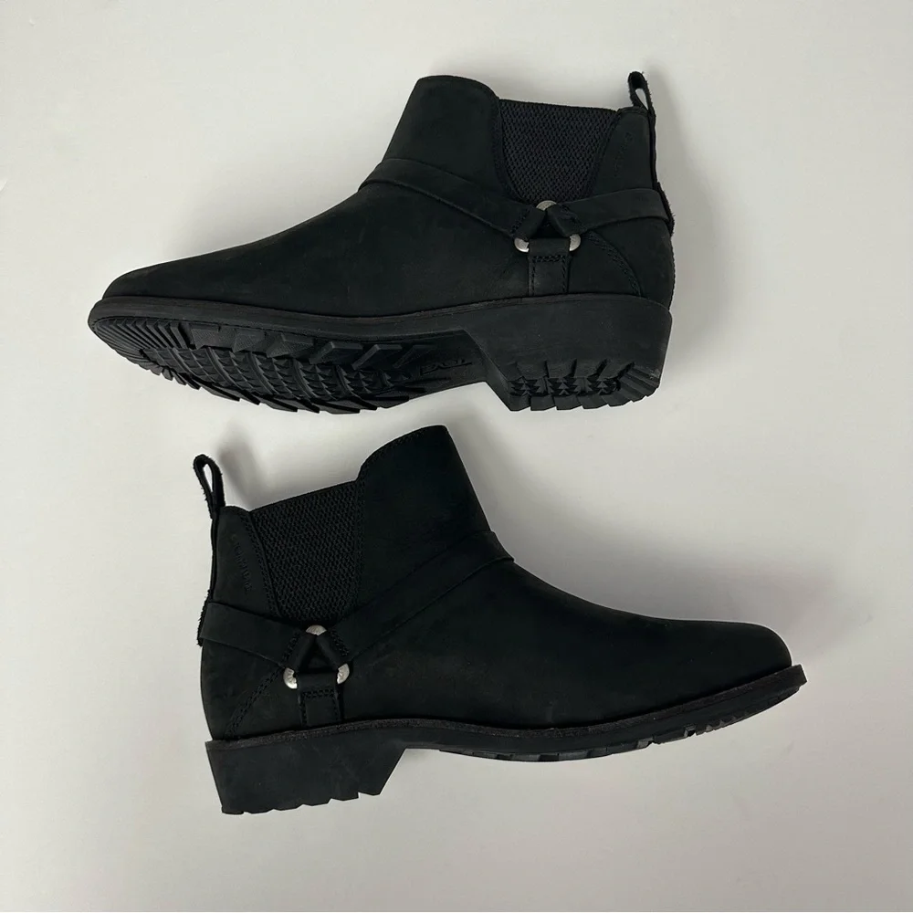 Teva De La Vina Dos Chelsea Ankle Boots Women 8 Black Leather Shoes - Picture 2 of 8